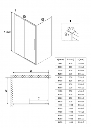 Душевой уголок Niagara NG-85-9TB-TB80-34 90x80
